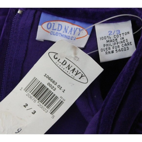NWT VTG Old Navy Toddler Girl Sz 2 3 Plum Purple Velvet Shift Dress 100% Cotton - Picture 5 of 6